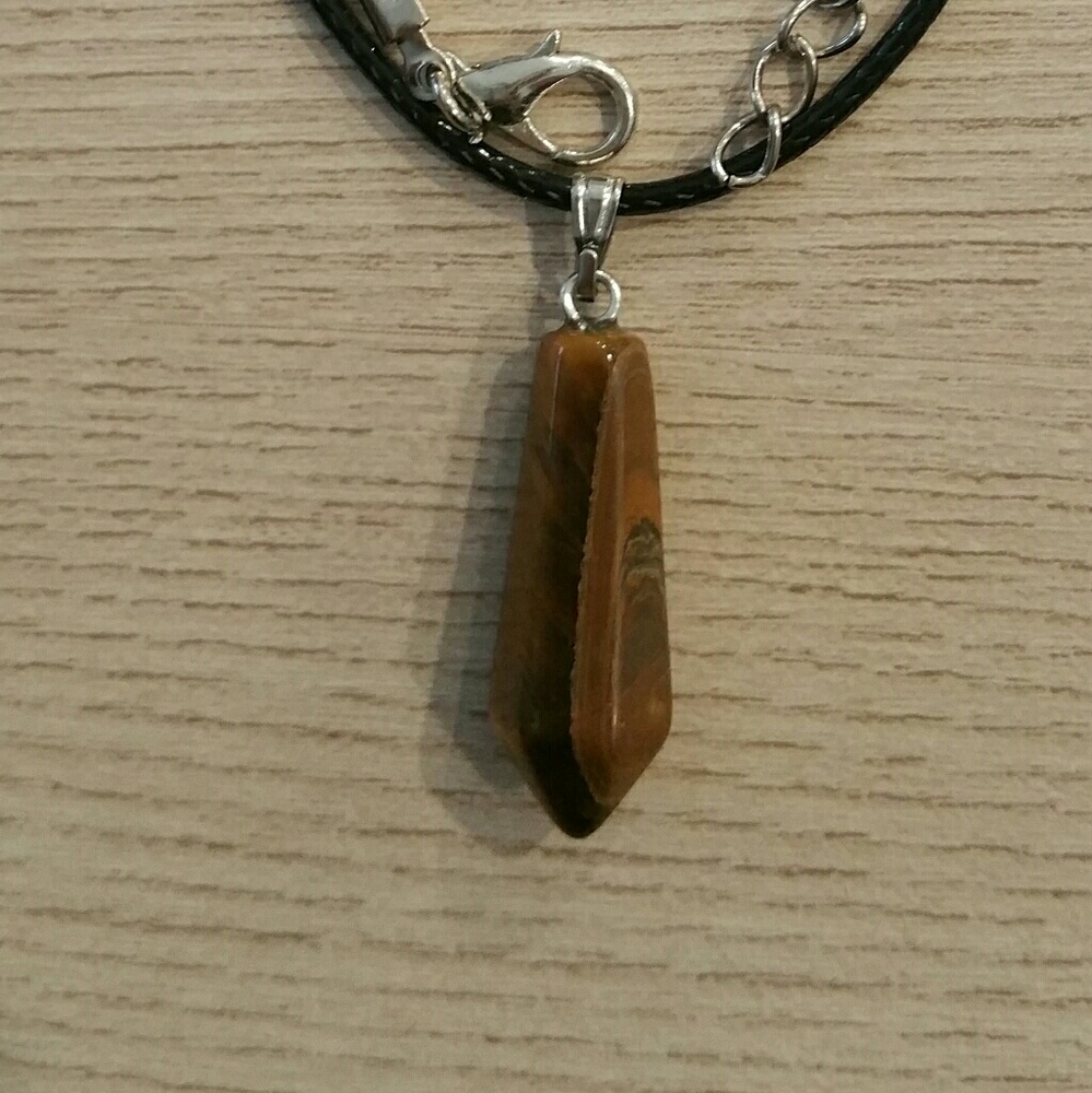 Handmade brown hexagonal stone necklace
